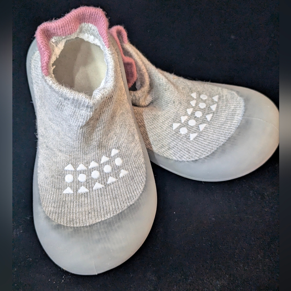 Gray and Pink Kids Shoes